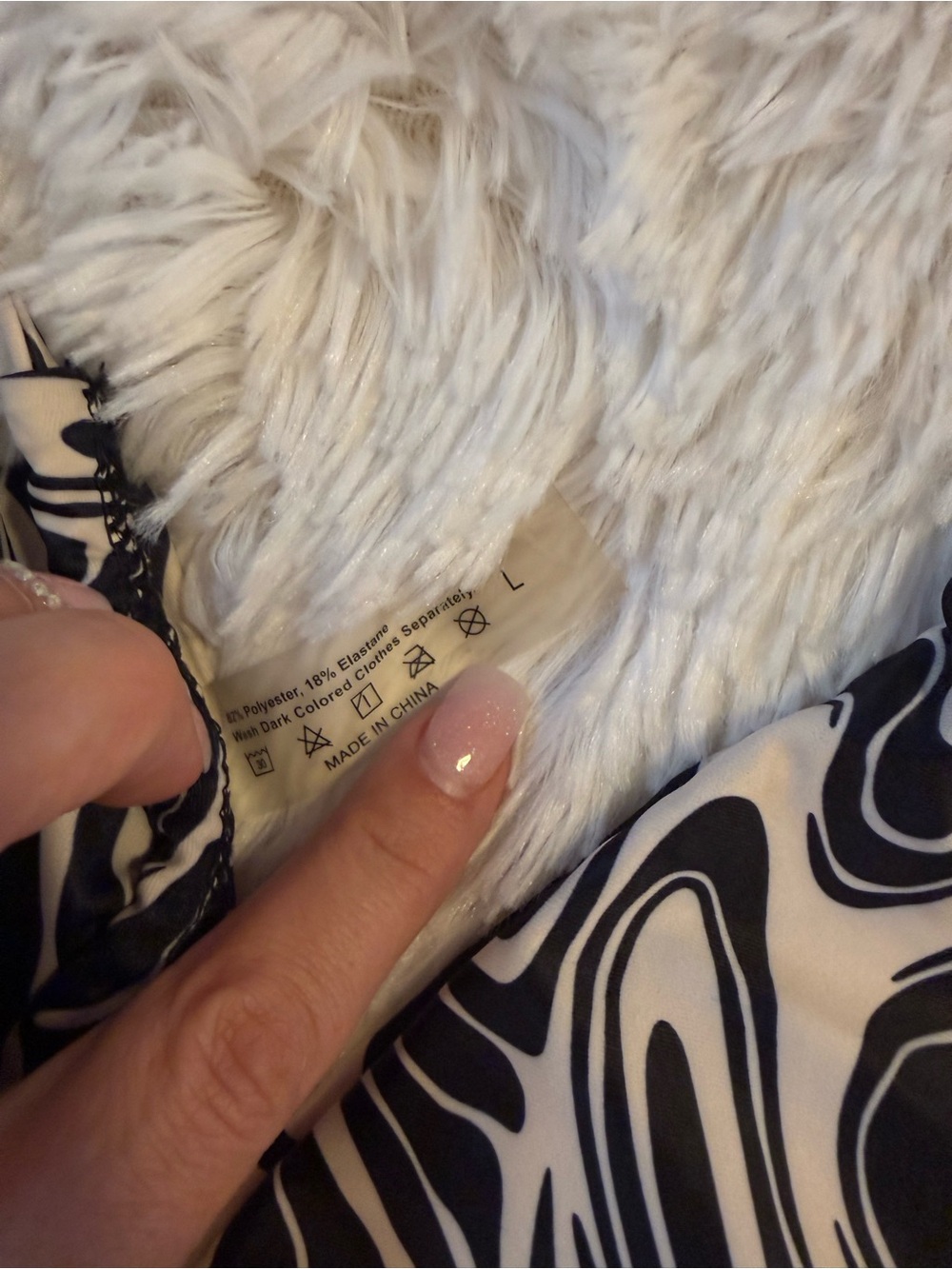 Black Cream Zebra Triangle Bikini Top Womens Large - Picture 3 of 4